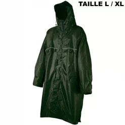 Textile Poncho Camp Cagoule Front Zip Vert Taille L/XL
