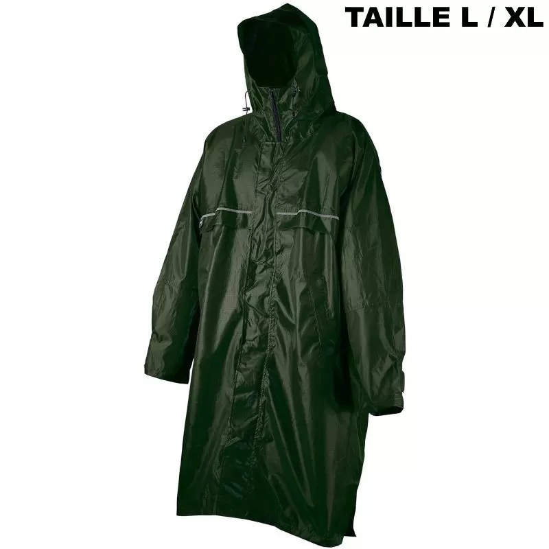 Textile Poncho Camp Cagoule Front Zip Vert Taille L/XL