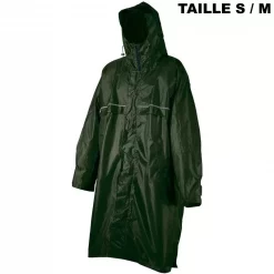 Textile Poncho Camp Cagoule Front Zip Vert Taille S/M